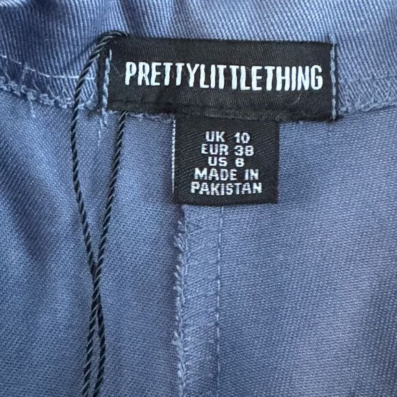 NWT PrettyLittleThing Womens Cargo Fold Waistband Trouser Pants Blue Size 6 - Picture 6 of 6